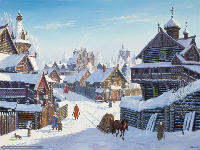 Russian Village in Winter