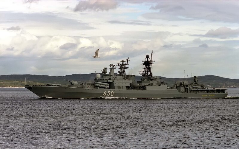 Russian warship at sea