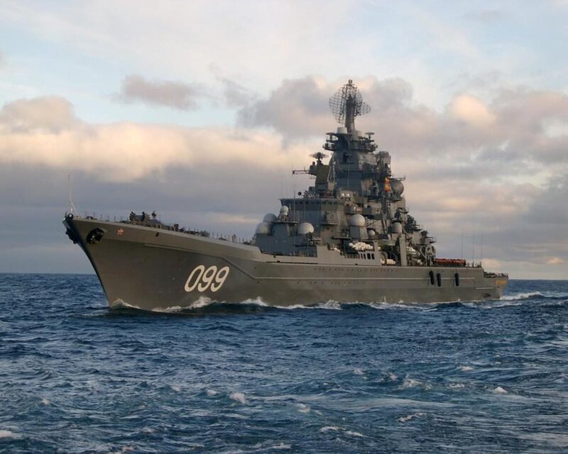 Russian Warship at Sea — Gray