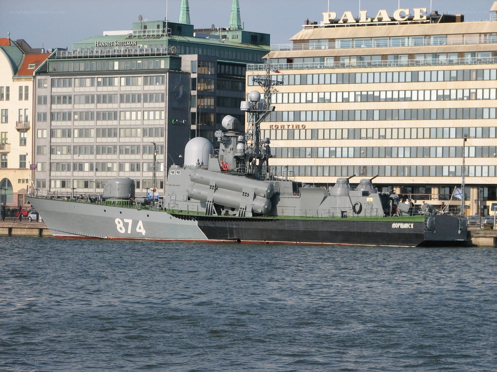 Russian warship in harbor