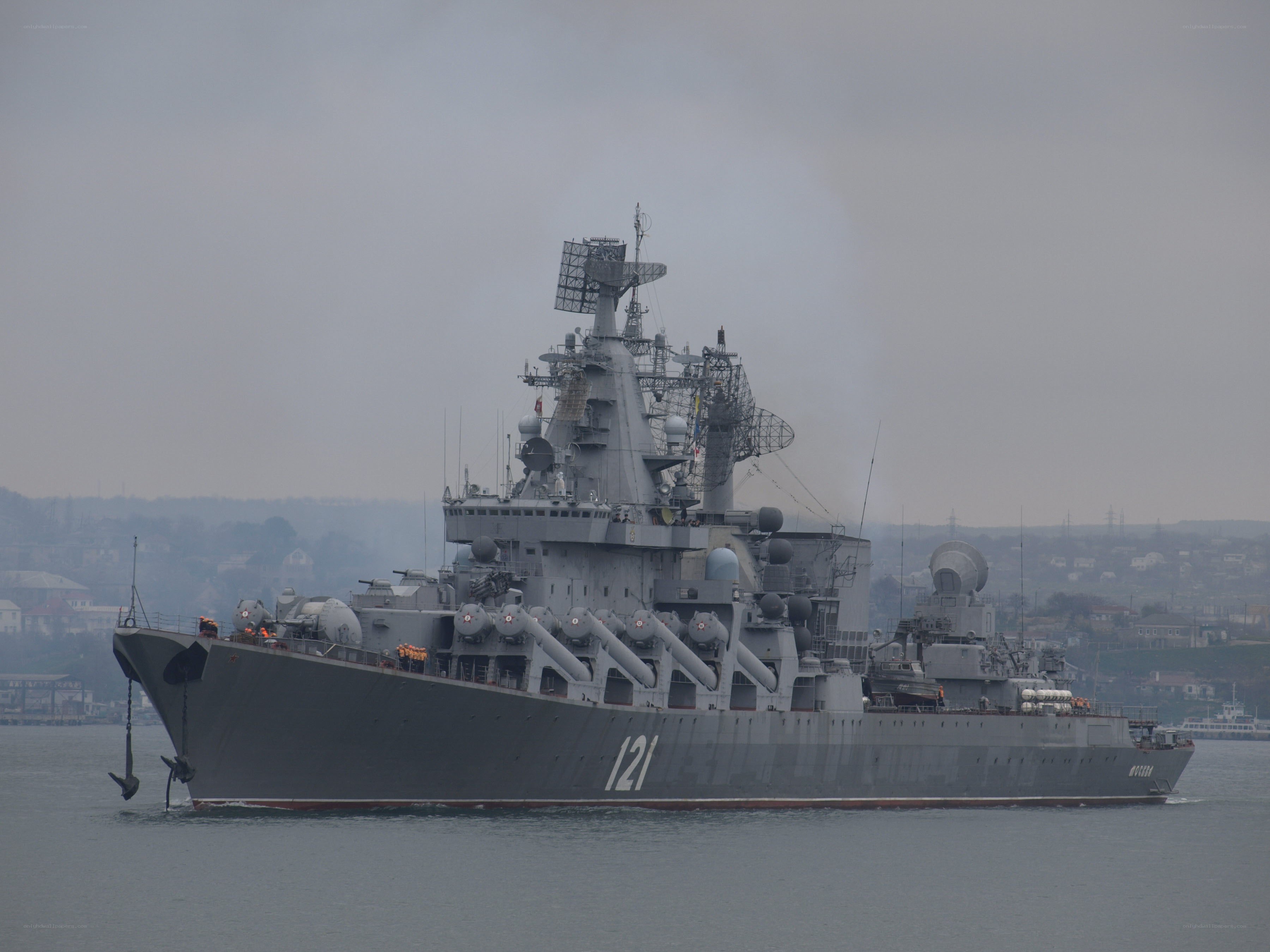 Russian warship in harbor