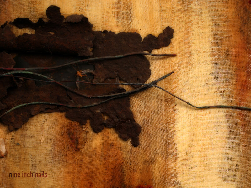 Rust and wires on burlap