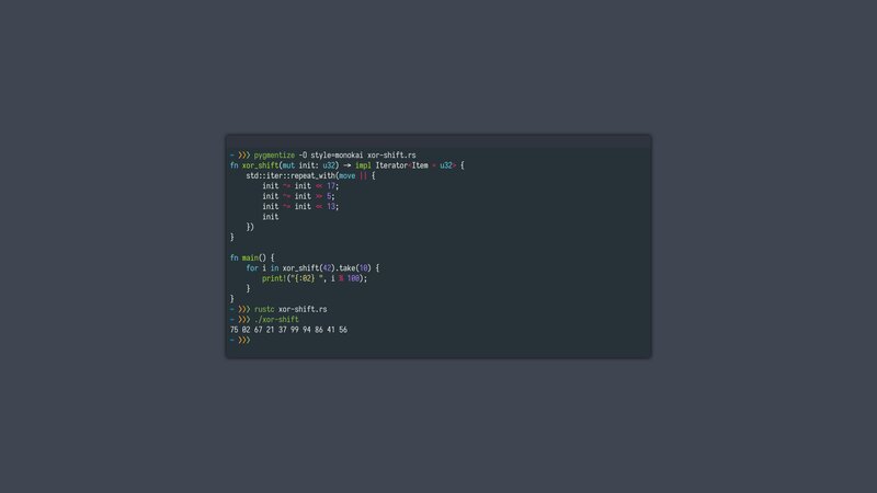 Rust Code in Terminal — Dark Gray