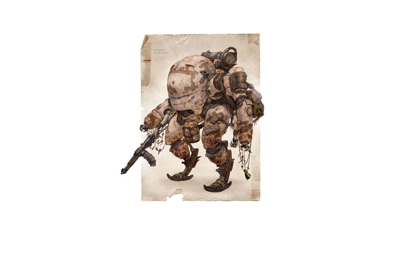 rusted combat mech concept
