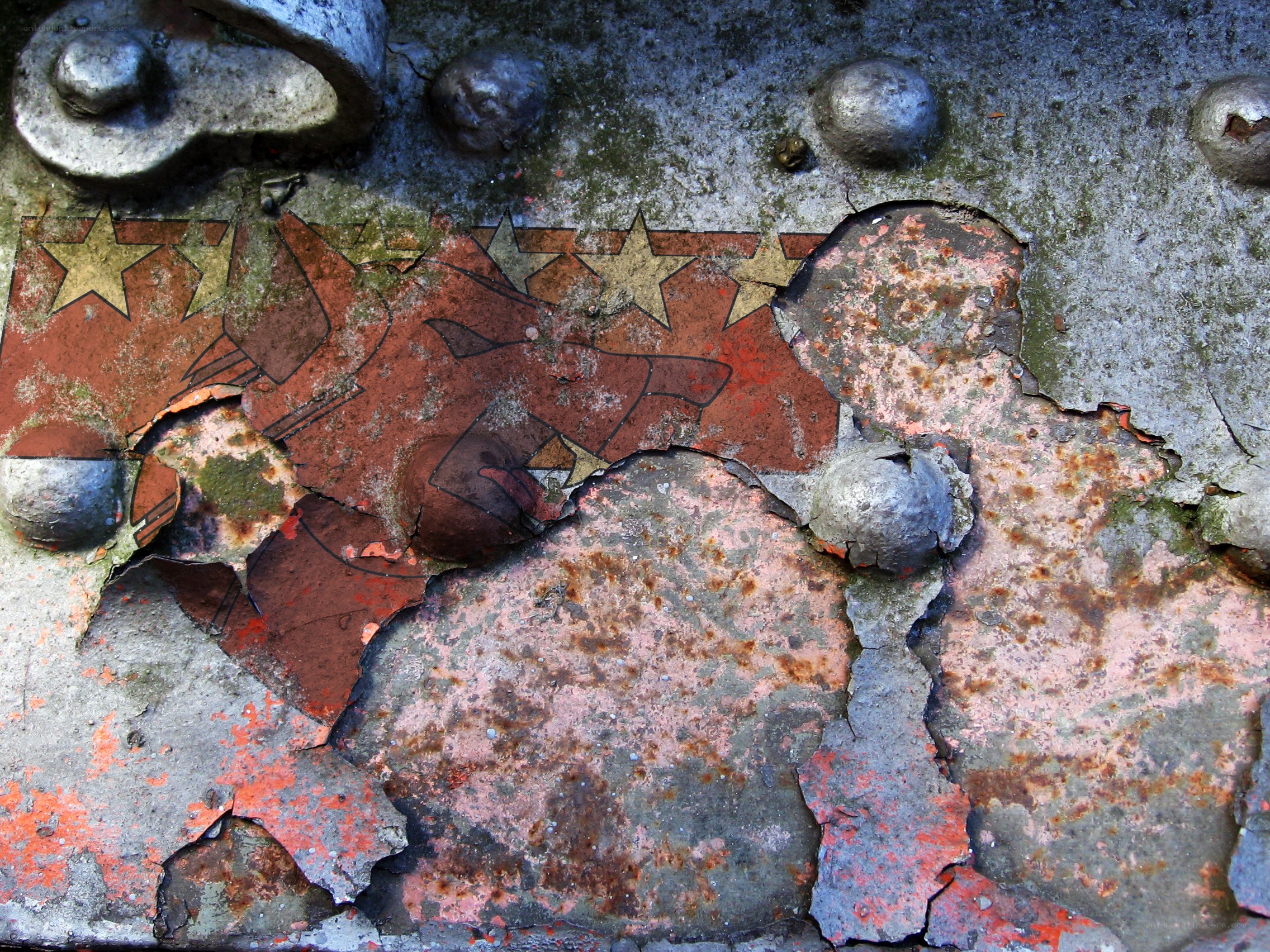 Rusted tank emblem