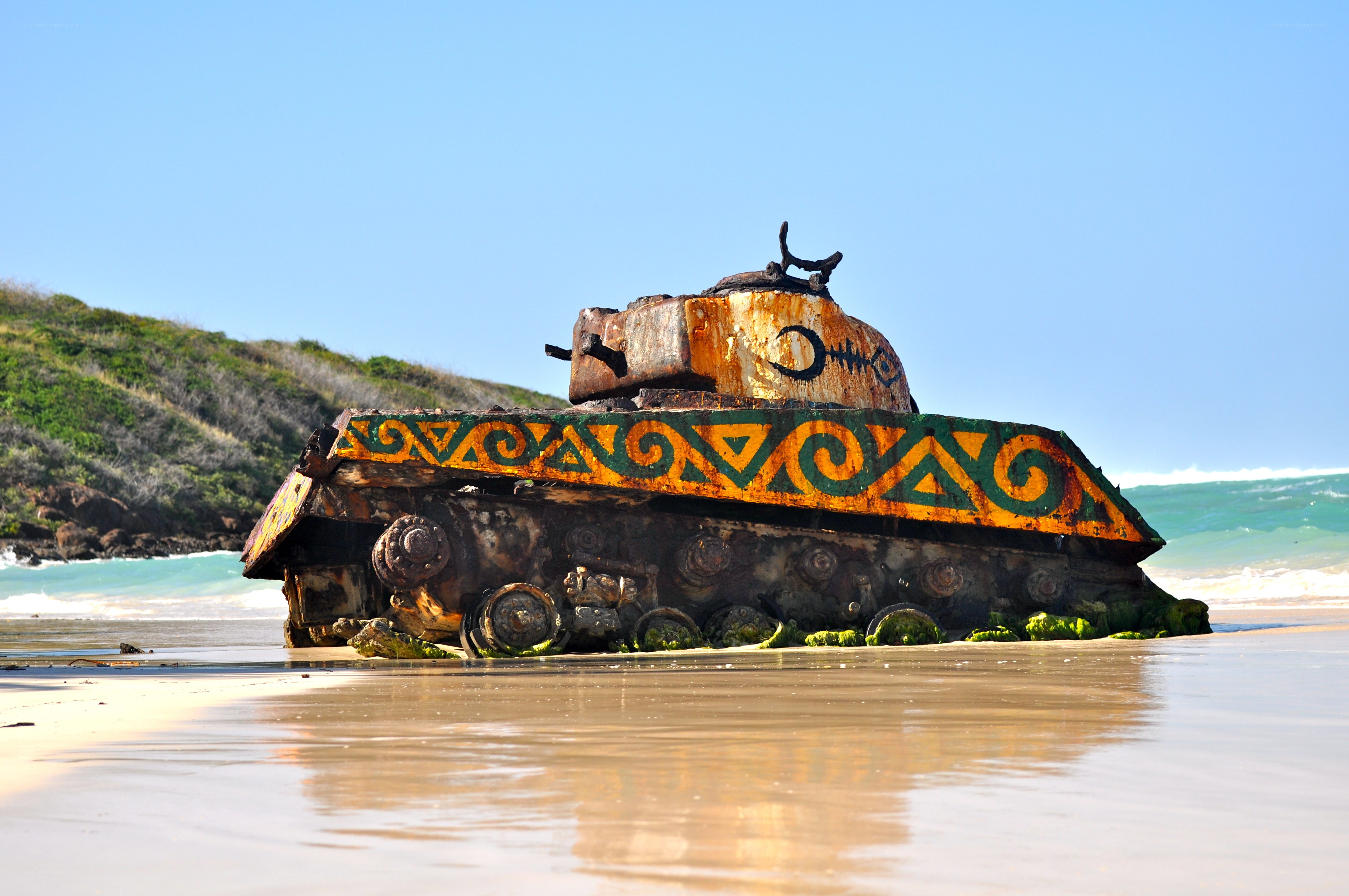 Rusted tank on a beach