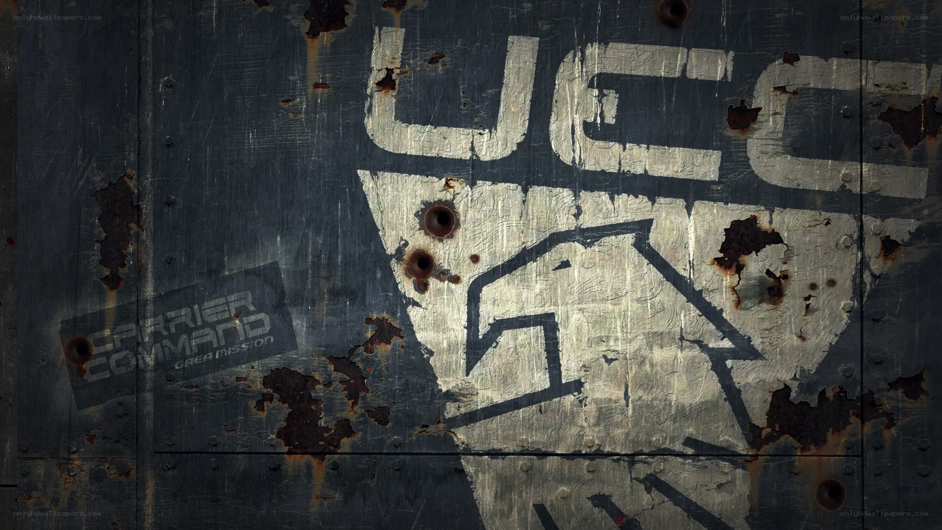 rusted ucc logo on metal