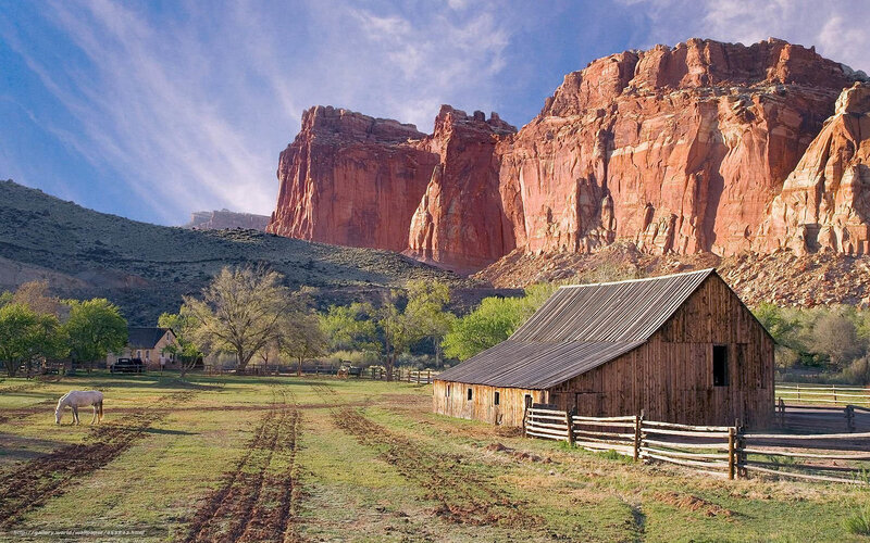 Rustic barn in red rock valley