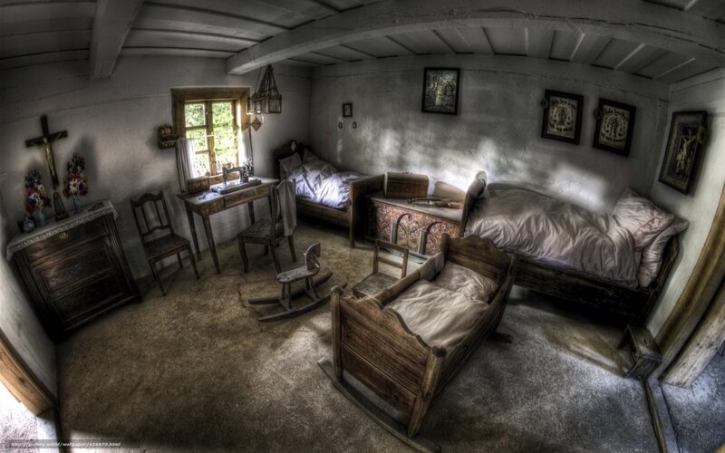 Rustic bedroom with antique furniture