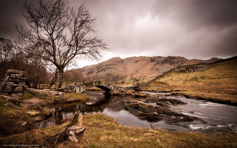 Rustic bridge over a stream