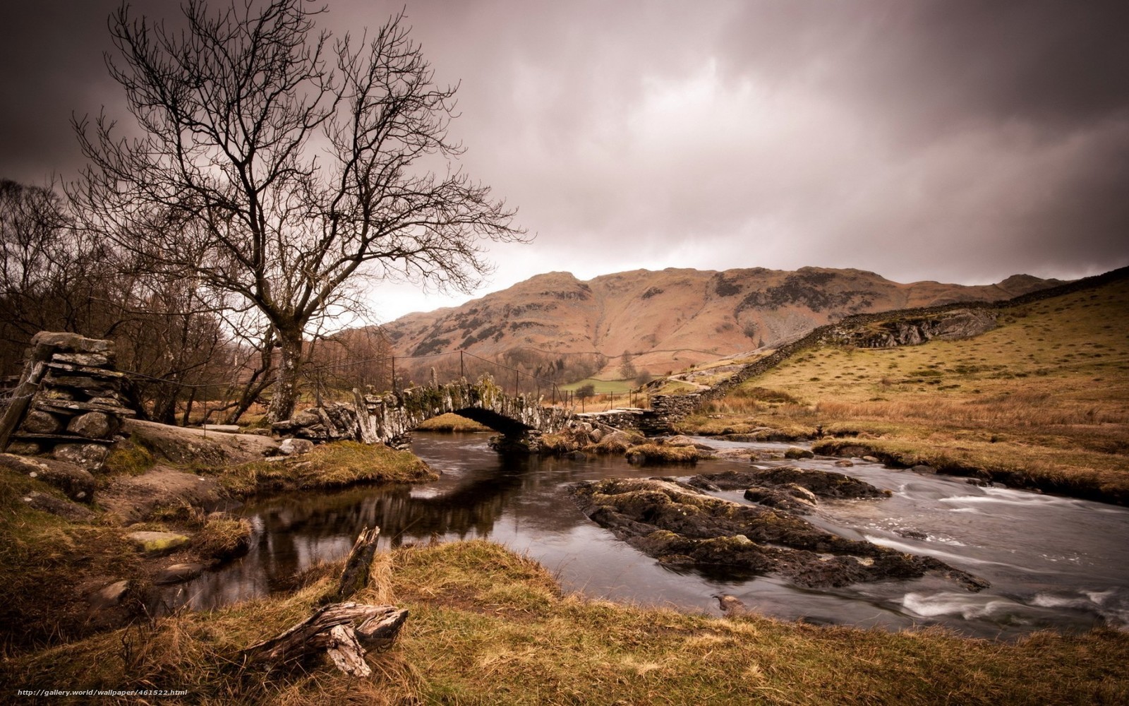 Rustic bridge over a stream