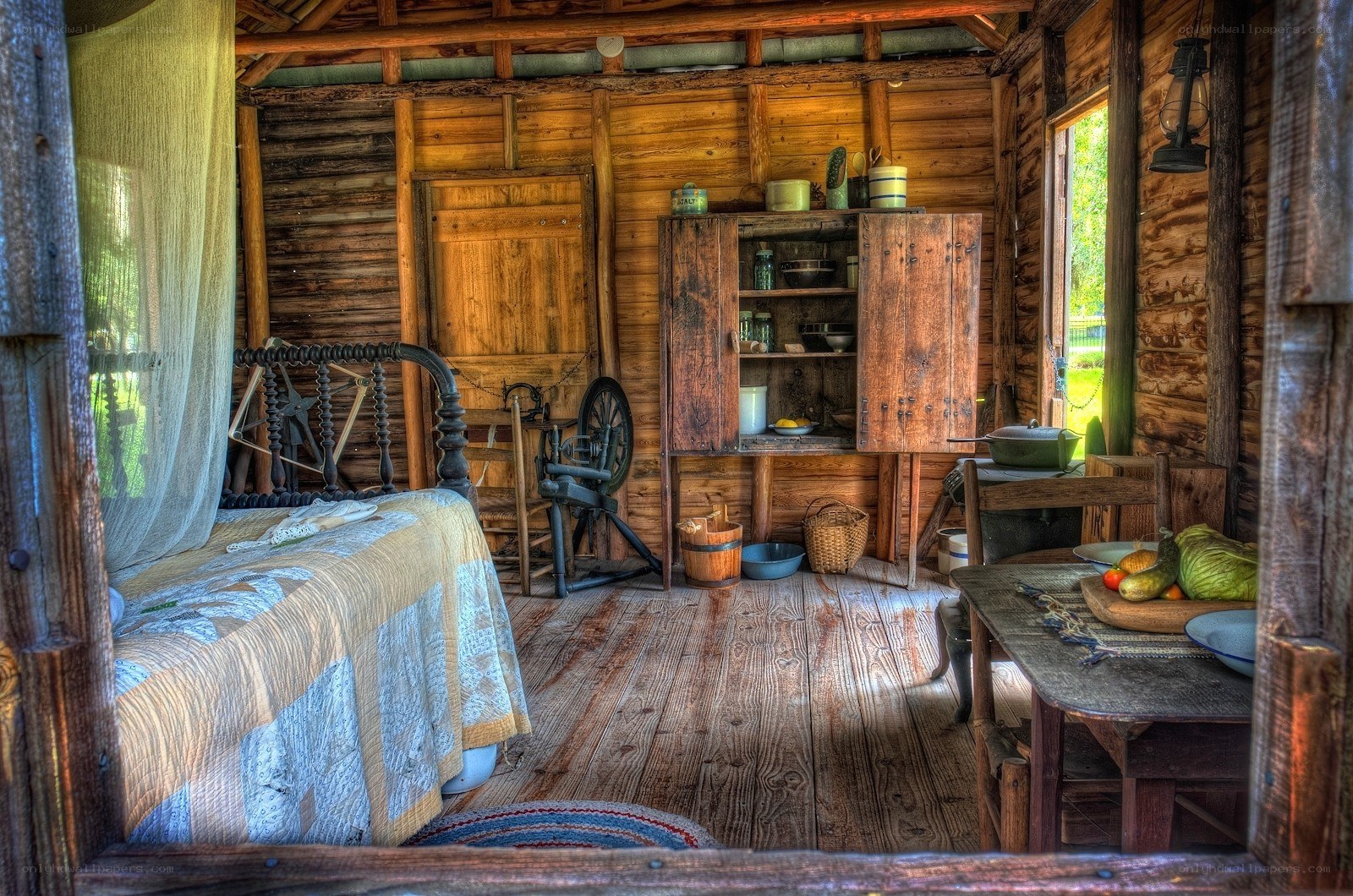 Rustic cabin interior