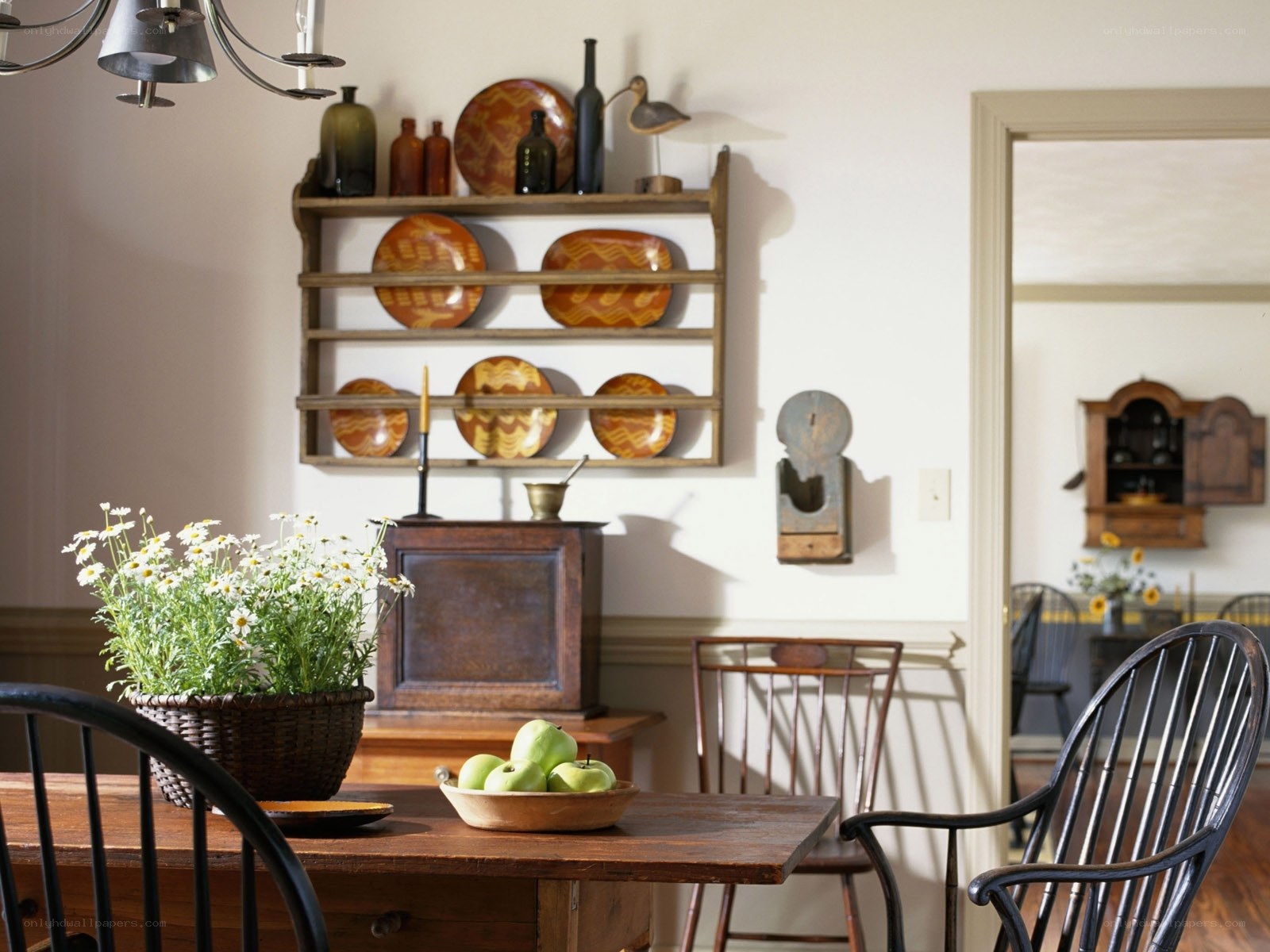 Rustic dining room with wooden furniture
