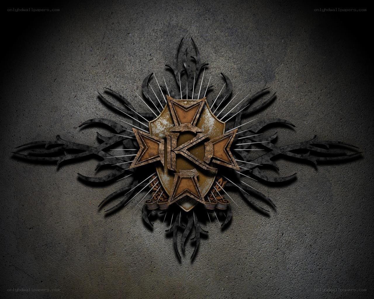 Rustic emblem with tribal design