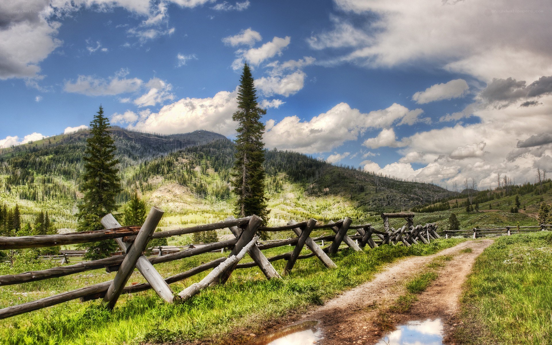 Rustic fence in mountain valley