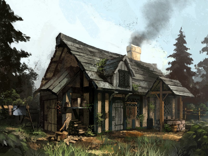 rustic forest cottage
