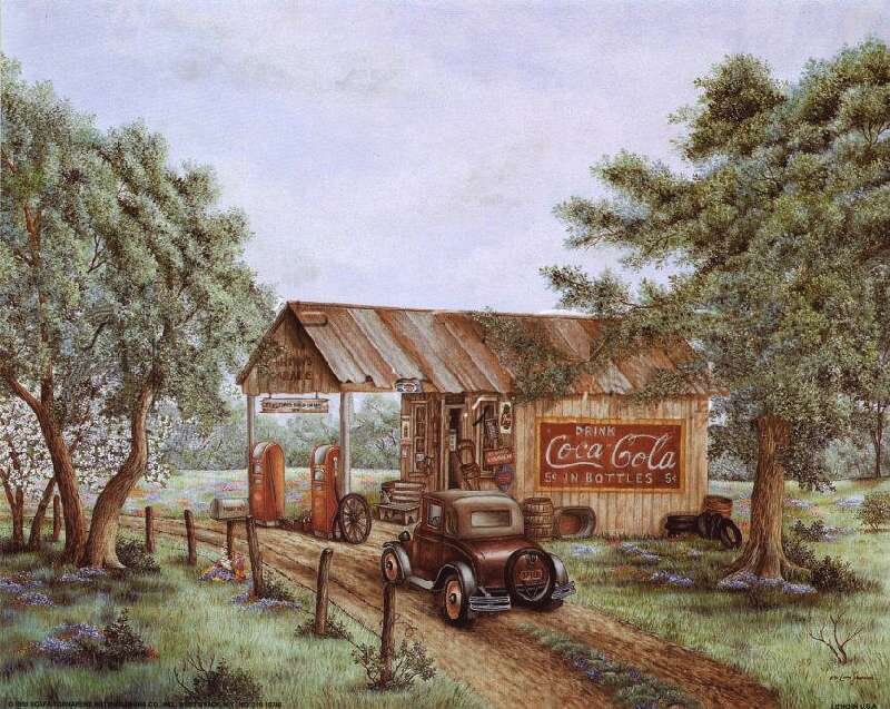 Rustic gas station scene
