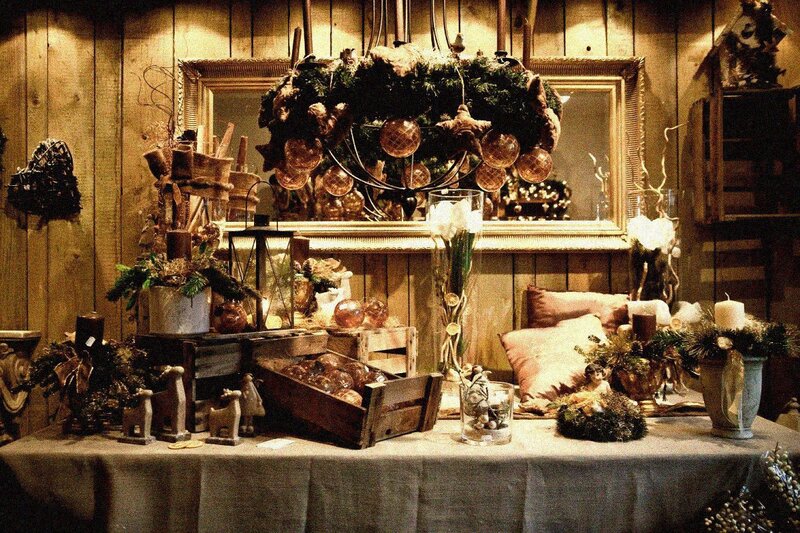Rustic holiday decor display