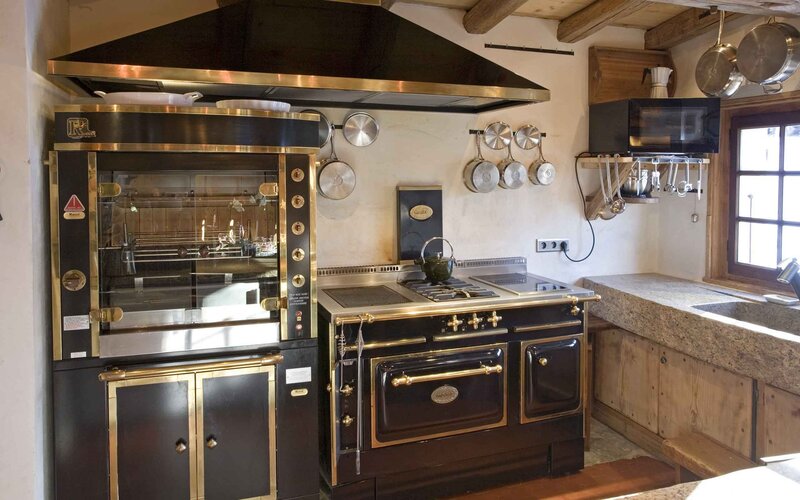 rustic kitchen with professional appliances