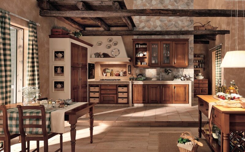 rustic kitchen with wooden furniture
