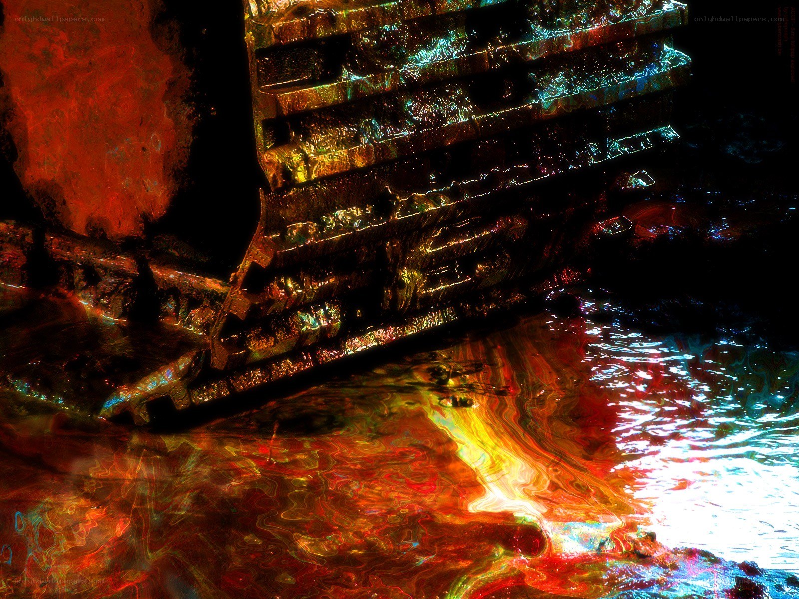 Rustic metal structure in water