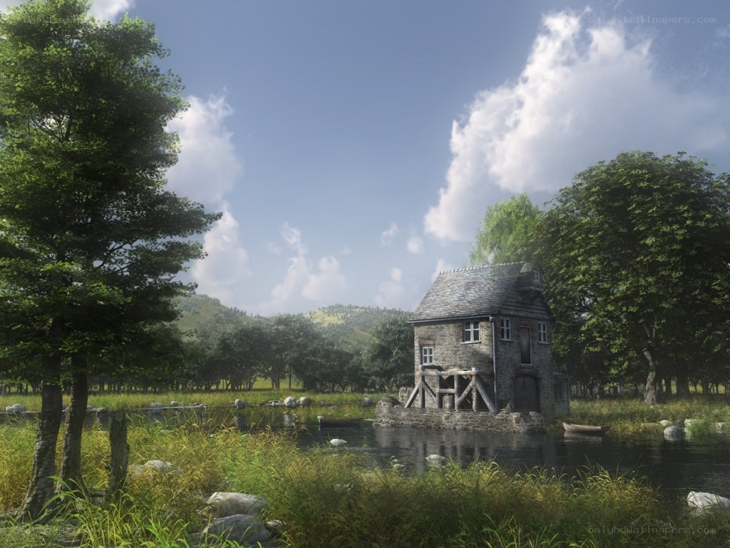 Rustic mill by the river