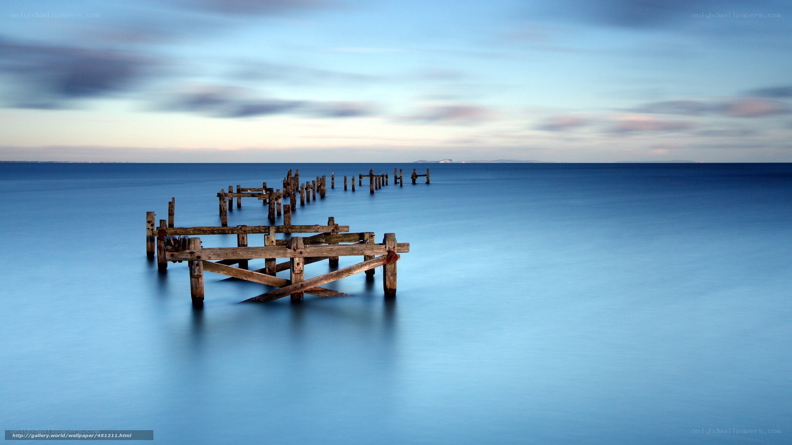 Rustic pier at dusk