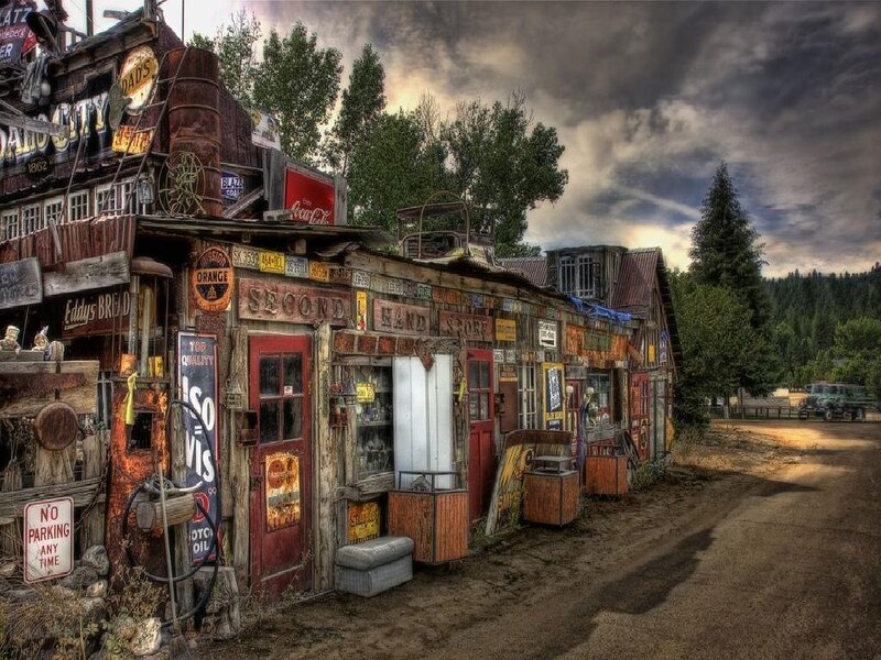 Rustic roadside shop in forest