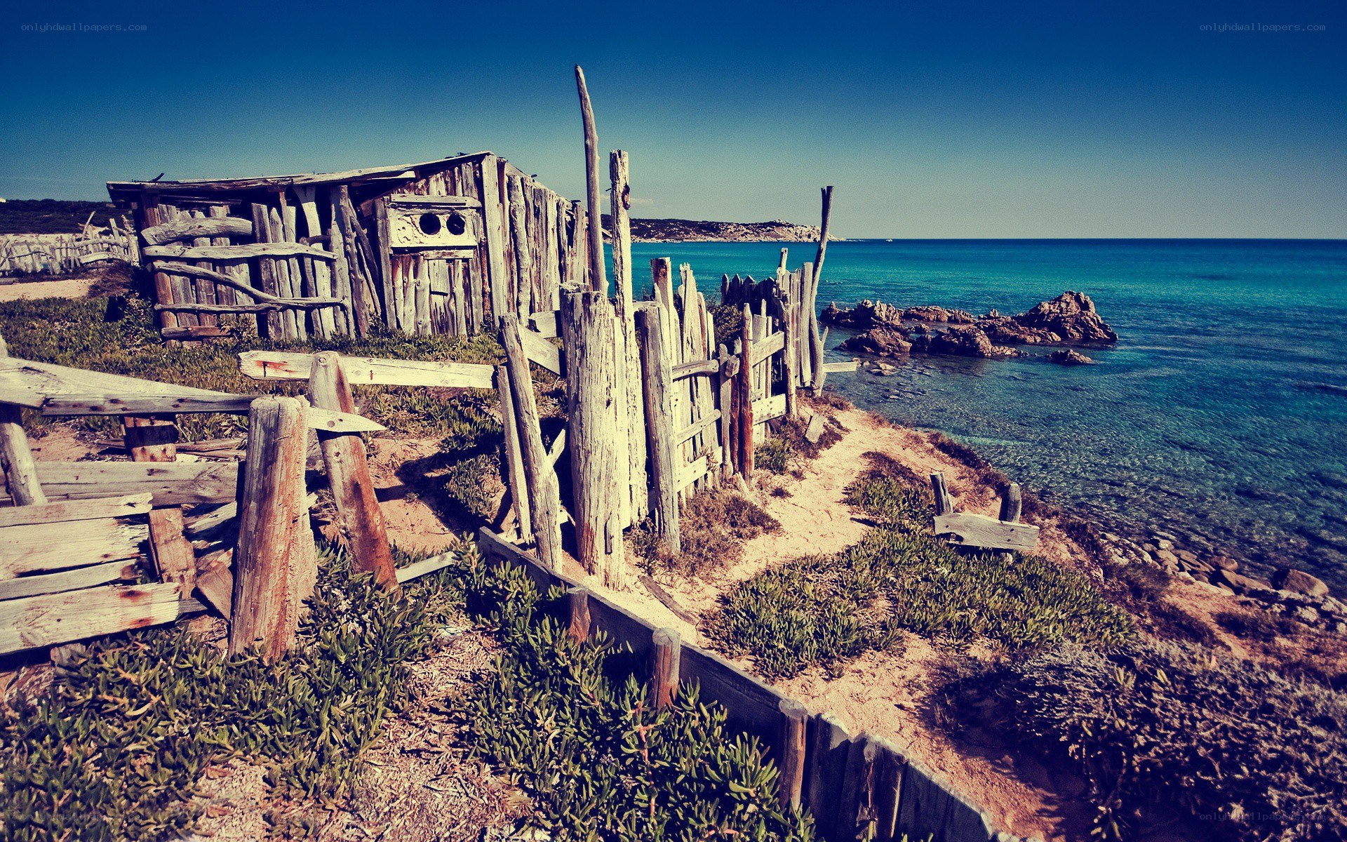 Rustic shack by the sea