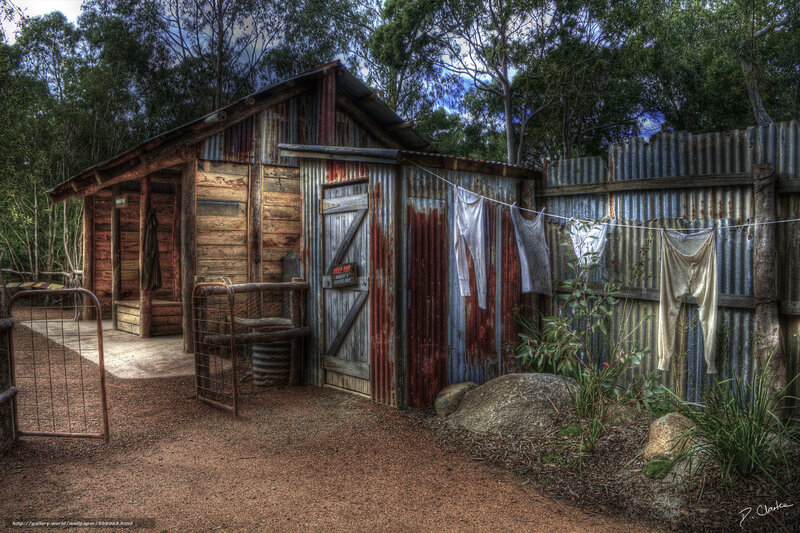 rustic shed with laundry
