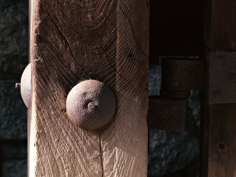 rustic wooden door hinge