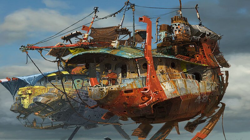 Rusty Airship in Sky
