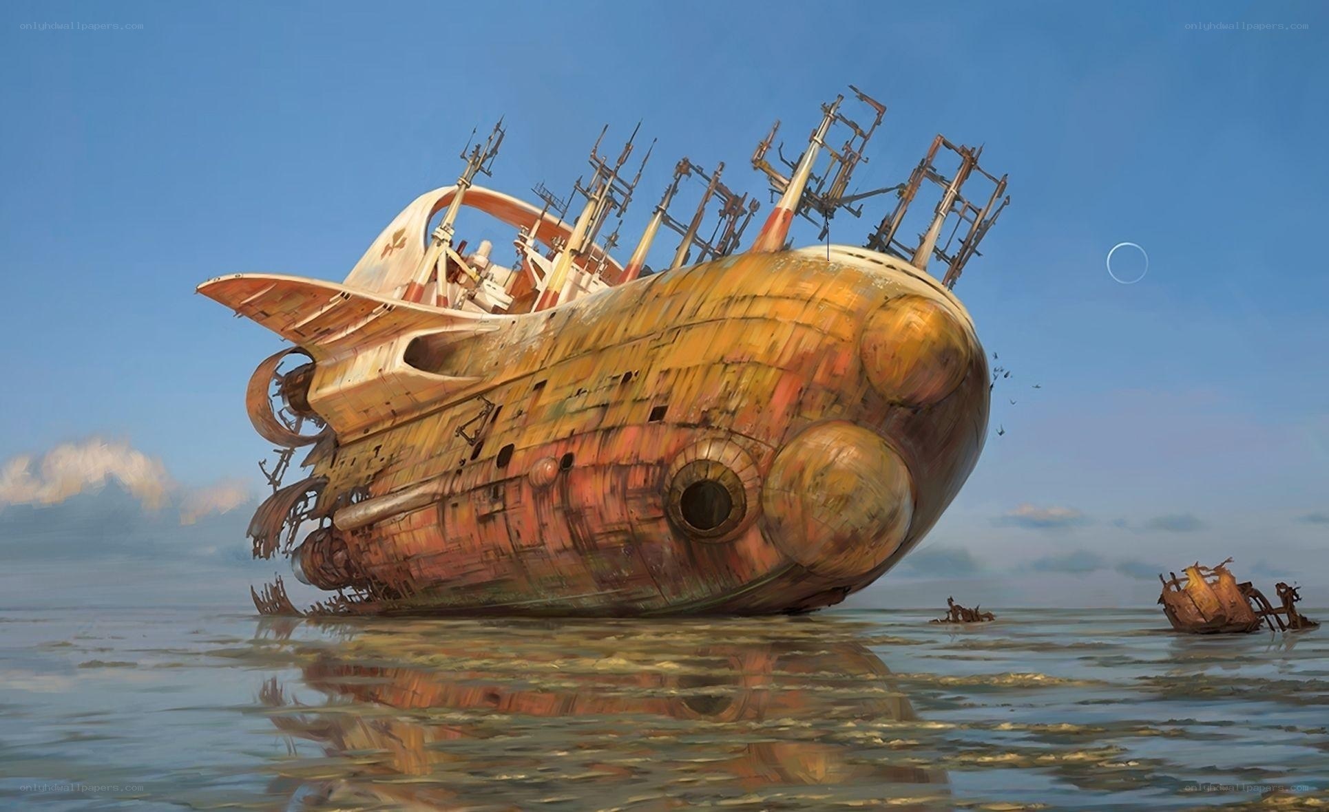 Rusty airship wreck