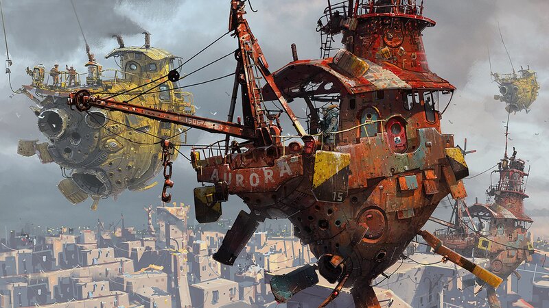 Rusty Airships in Sky