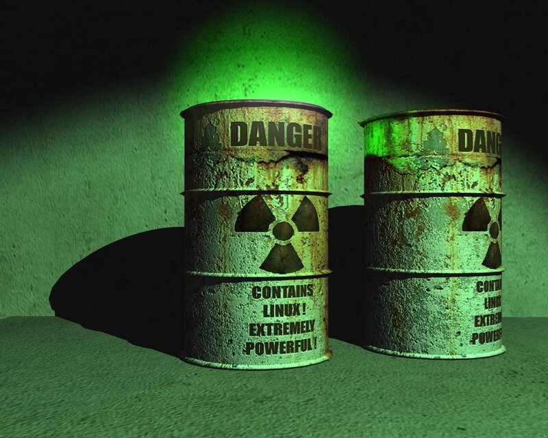 Rusty barrels with Linux warning