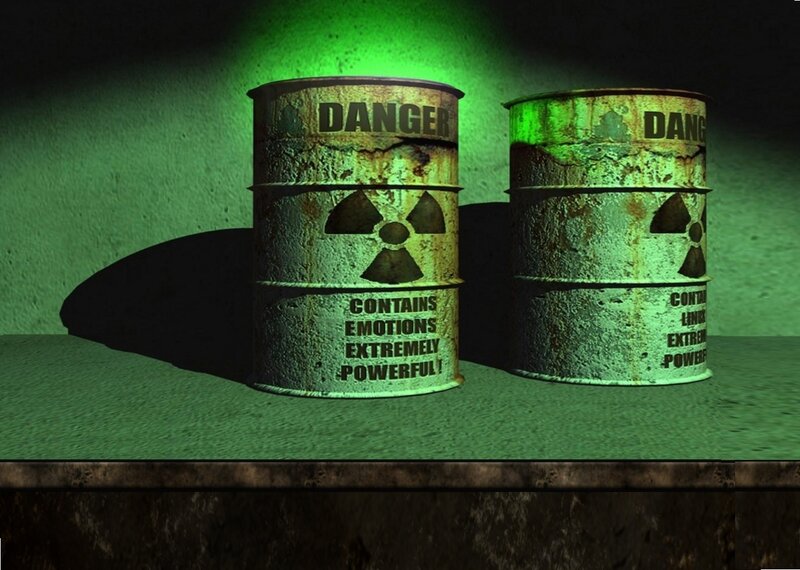 Rusty Barrels with Radiation Symbols