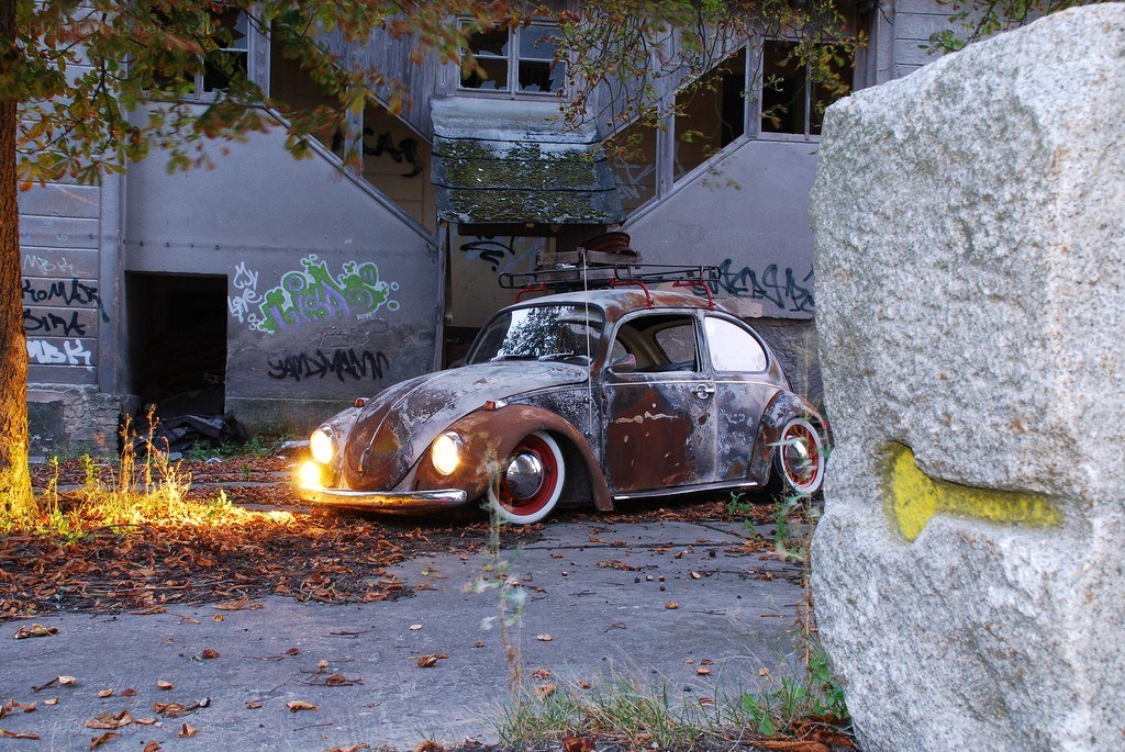Rusty Beetle in Abandoned Lot