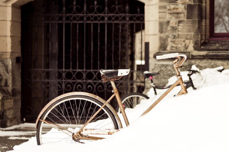 Rusty Bicycle in Snow