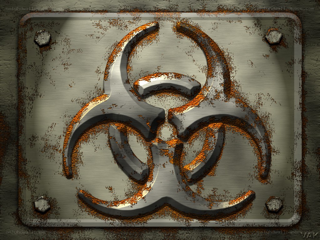 Rusty biohazard symbol
