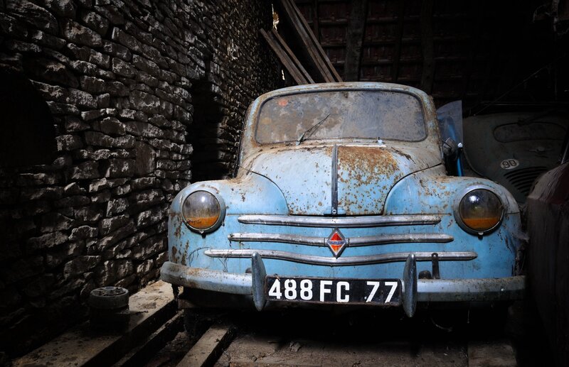 Rusty Blue Car — Dramatic