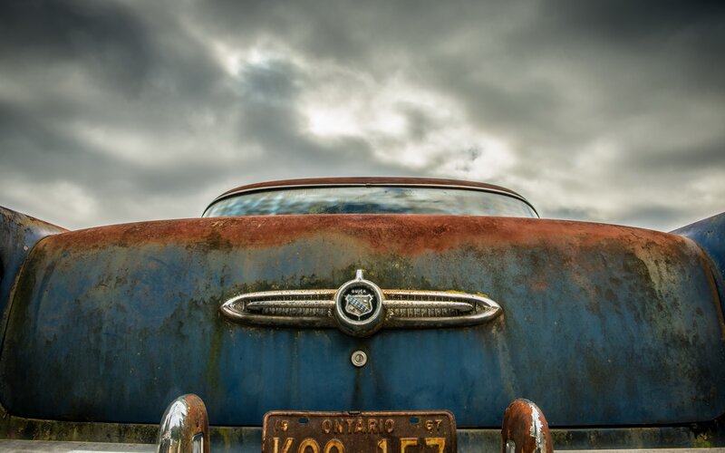 Rusty Blue Car Trunk