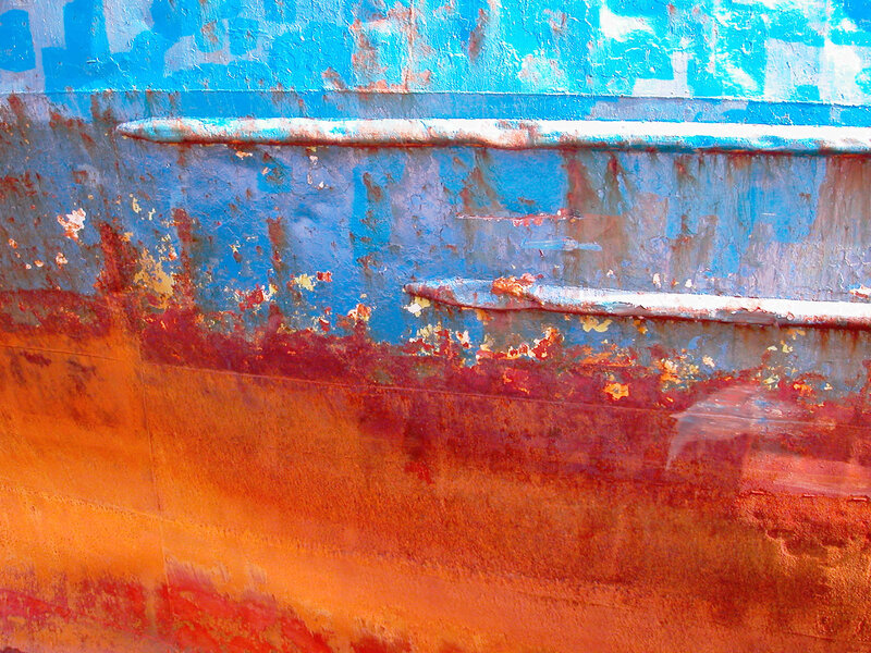 rusty blue metal surface