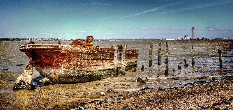 Rusty Boat on Shore