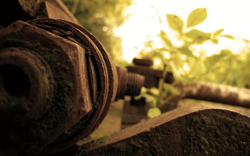 rusty bolt in nature