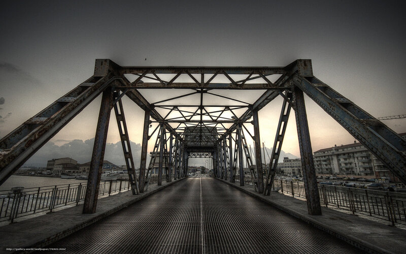 Rusty bridge at dusk