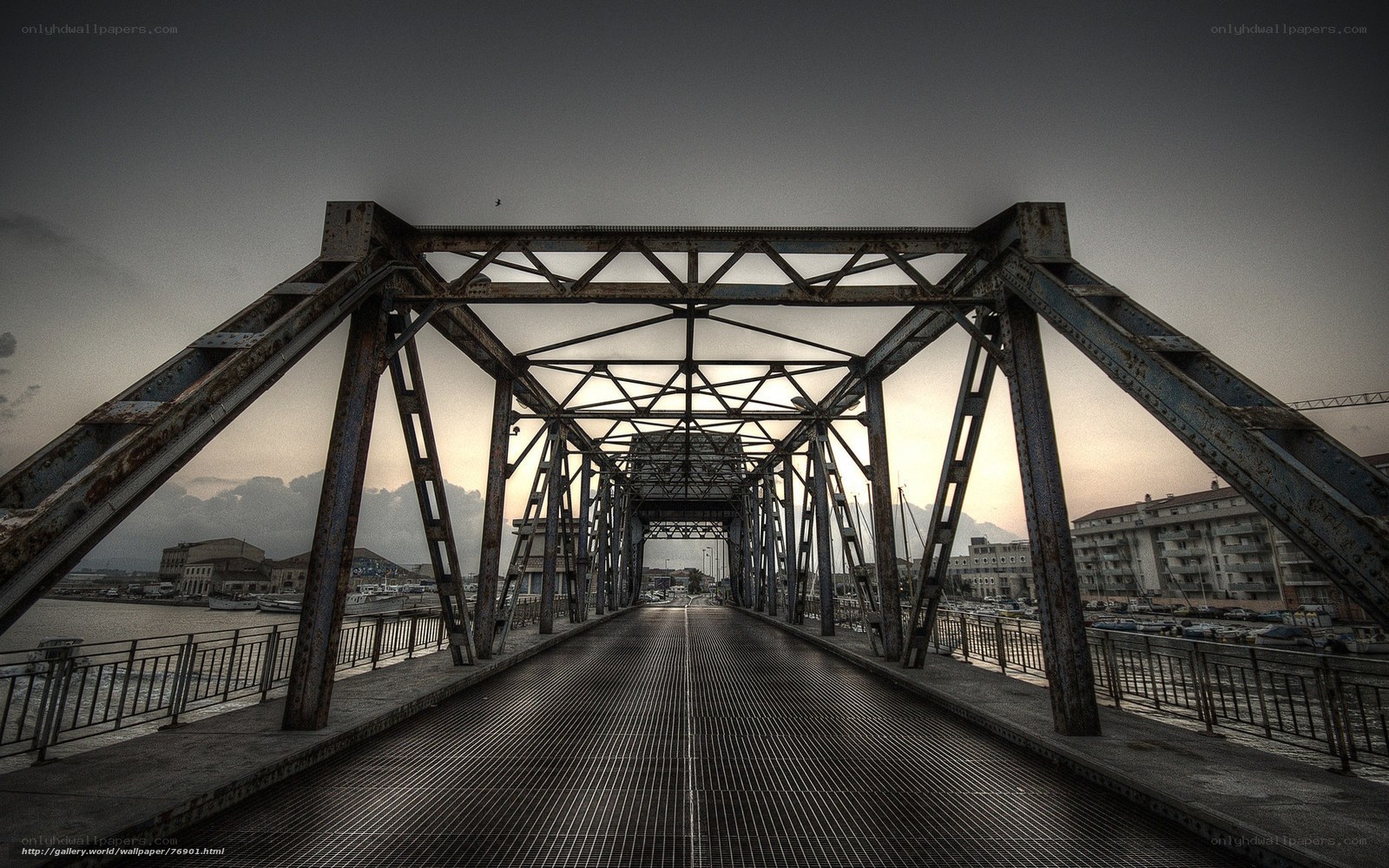 Rusty bridge at dusk