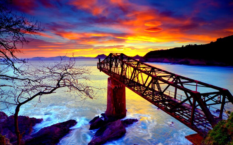 Rusty Bridge at Sunset