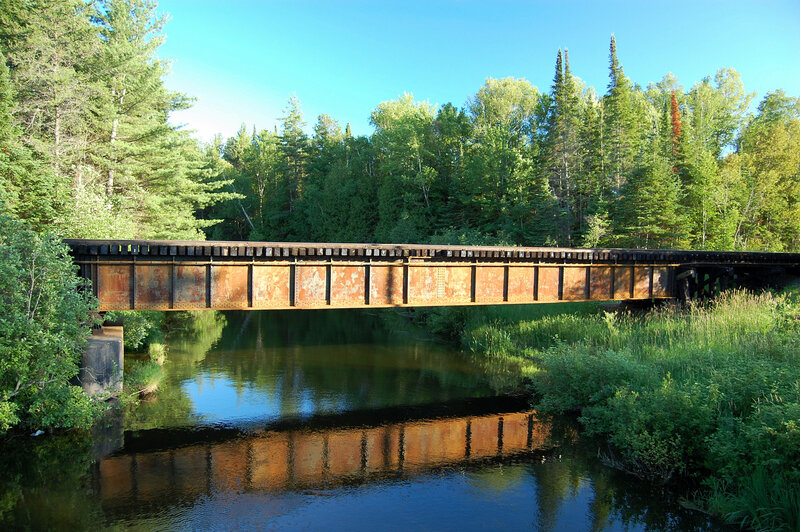 Rusty bridge over a river