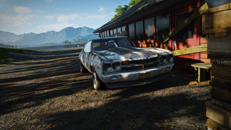 Rusty Car by Cabin