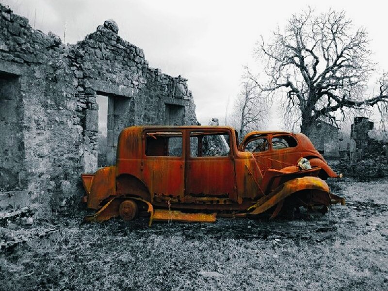 Rusty Car in Ruins — Orange